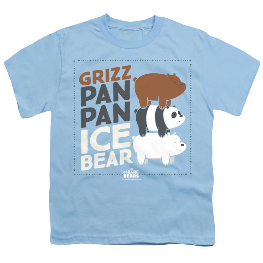 We Bare Bears Grizz Pan Pan Ice Bear Youth 18/1 100% Cotton Short-Sleeve T-Shirt
