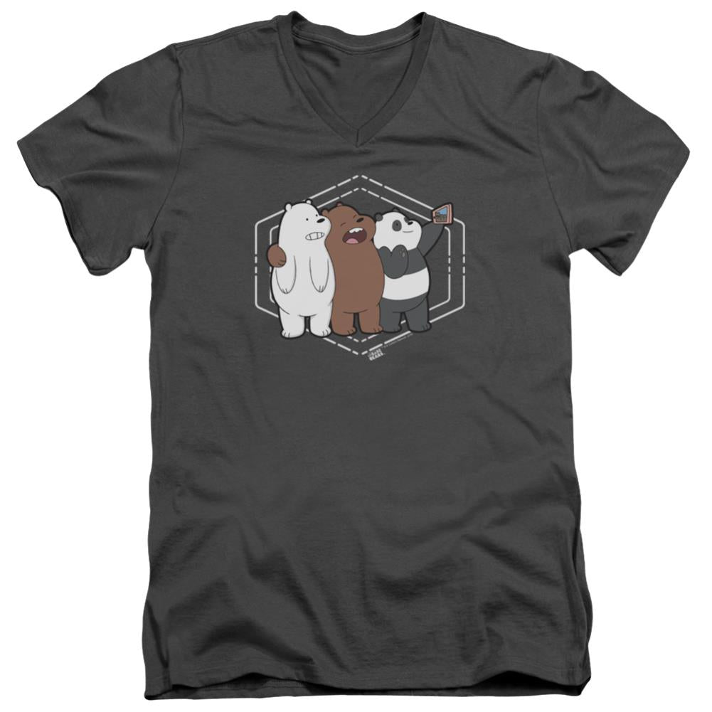 We Bare Bears Selfie Men's 30/1 Cotton Slim V-Neck T-Shirt