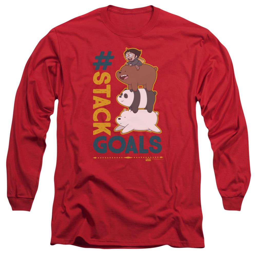 We Bare Bears Stack Goals Men's 18/1 Cotton Long-Sleeve T-Shirt