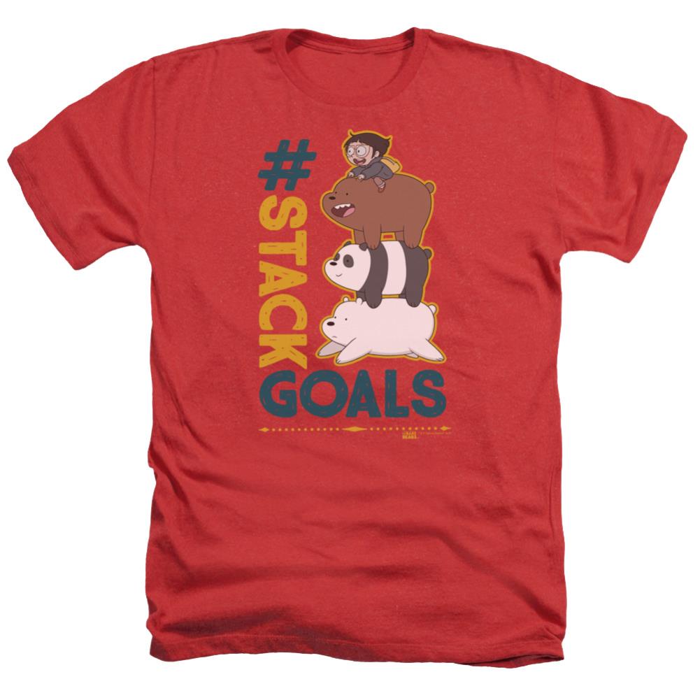 We Bare Bears Stack Goals Men's 30/1 Heather 60 40 Poly Short-Sleeve T-Shirt