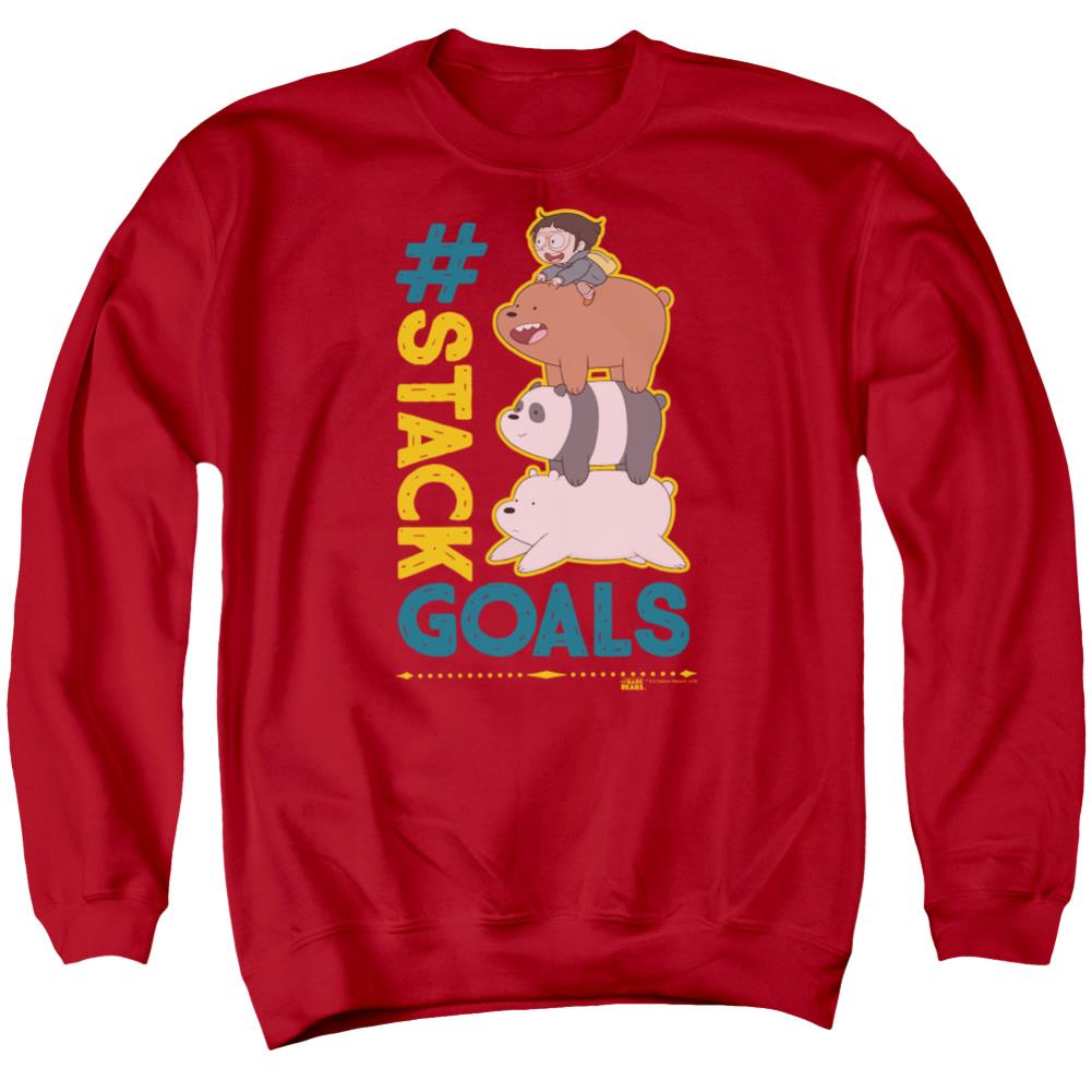 We Bare Bears Stack Goals Men's Crewneck 50 50 Poly Long-Sleeve T-Shirt