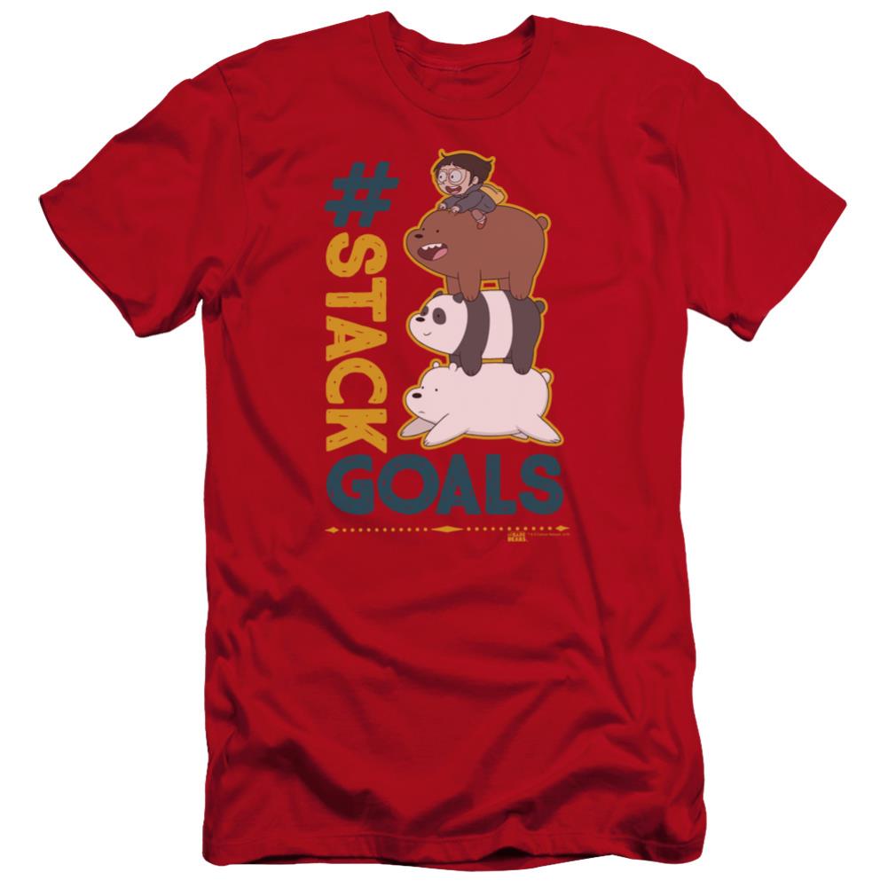 We Bare Bears Stack Goals Men's Ultra-Soft 30/1 Cotton Slim Short-Sleeve T-Shirt
