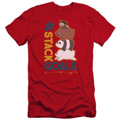 We Bare Bears Stack Goals Men's Ultra-Soft 30/1 Cotton Slim Short-Sleeve T-Shirt