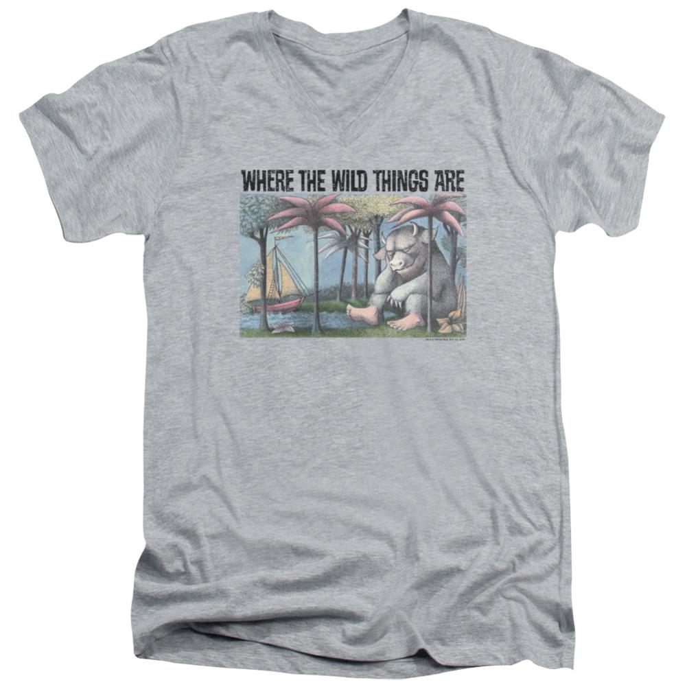 Where The Wild Things Are Cover Art Men's 30/1 Cotton Slim V-Neck T-Shirt