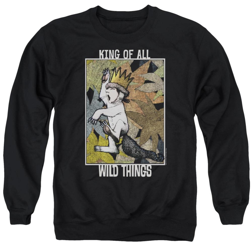 Where The Wild Things Are King Of All Wild Things Men's Crewneck 50 50 Poly Long-Sleeve T-Shirt