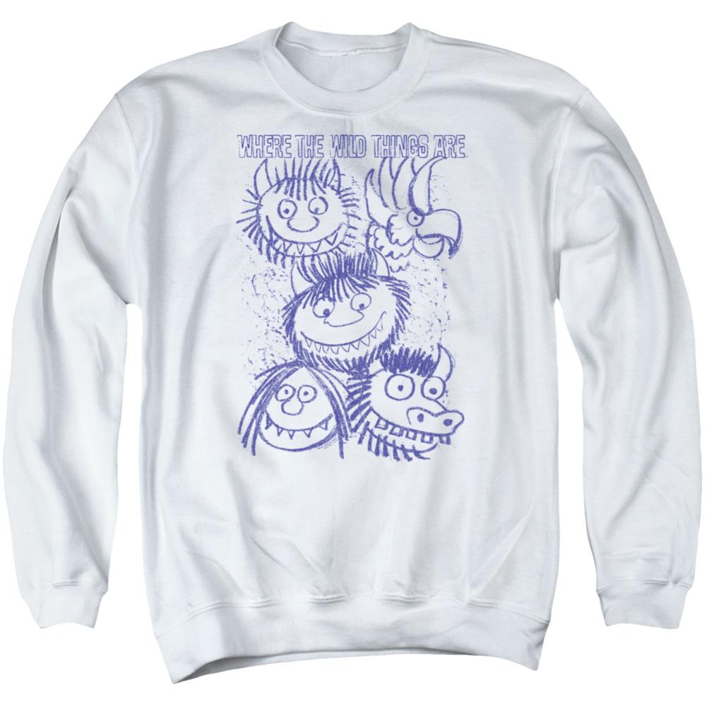 Where The Wild Things Are Wild Sketch Men's Crewneck 50 50 Poly Long-Sleeve T-Shirt