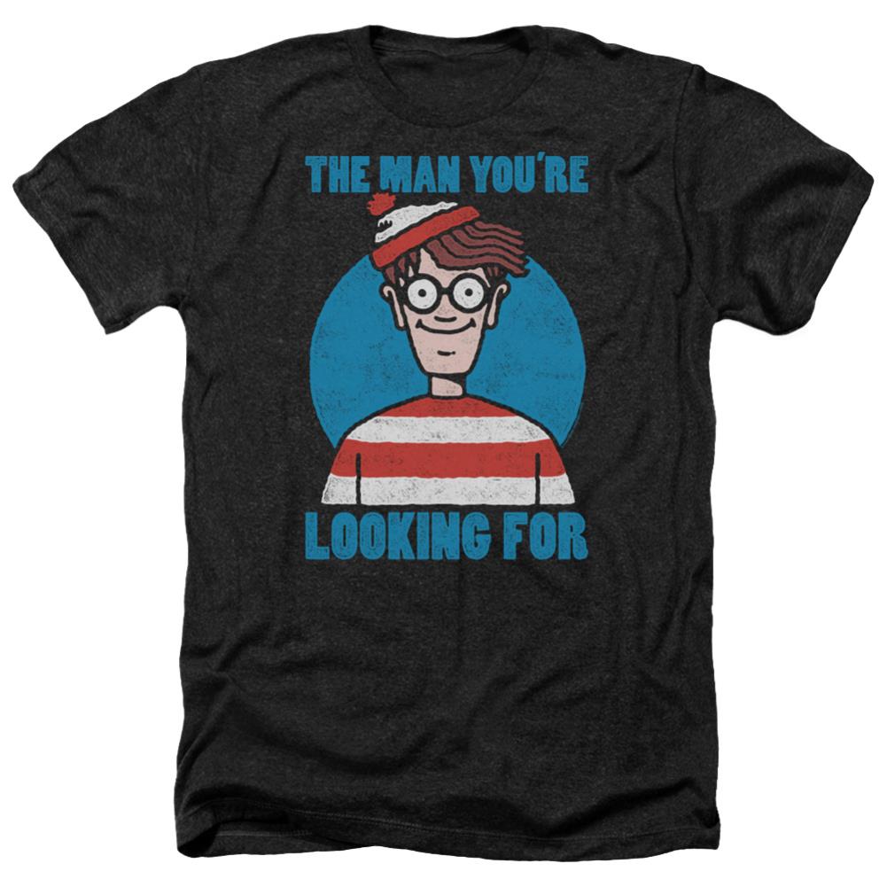 Where's Waldo Looking For Me Men's 30/1 Heather 60 40 Poly Short-Sleeve T-Shirt