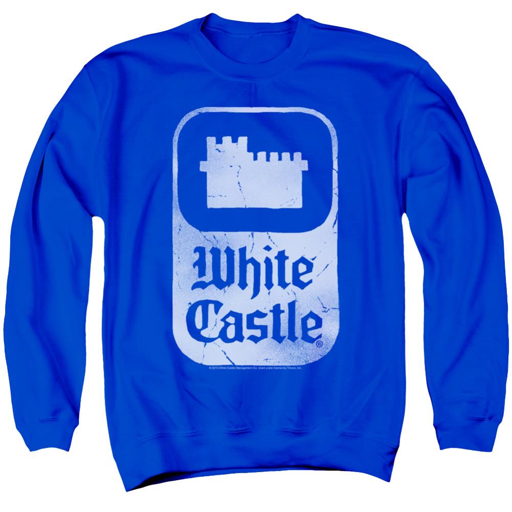 White Castle Classic Logo Men's Crewneck 50 50 Poly Long-Sleeve T-Shirt
