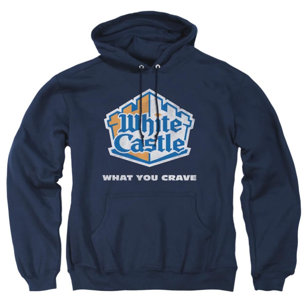 White Castle Distressed Logo Men's Pull-Over 75 25 Poly Hoodie