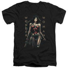 Wonder Woman Movie Armed And Dangerous Men's 30/1 Cotton Slim V-Neck T-Shirt