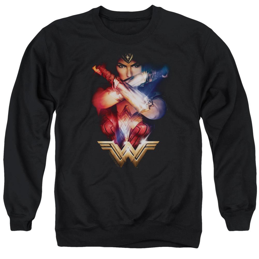 Wonder Woman Movie Arms Crossed Men's Crewneck 50 50 Poly Long-Sleeve T-Shirt