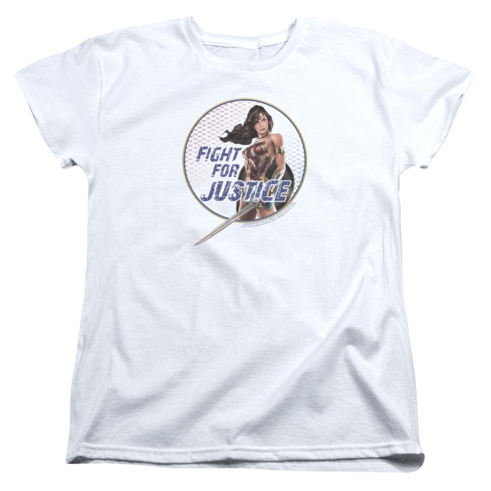 Wonder Woman Movie Fight For Justice Women's 18/1 Cotton Short-Sleeve T-Shirt