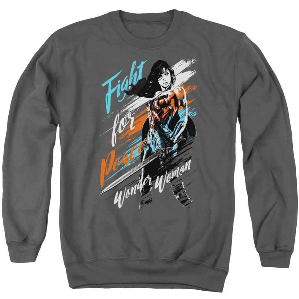 Wonder Woman Movie Fight For Peace Men's Crewneck 50 50 Poly Long-Sleeve T-Shirt