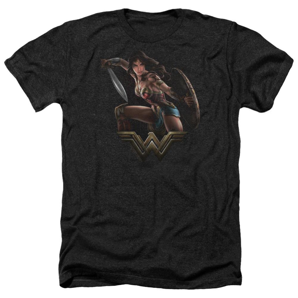 Wonder Woman Movie Fight Men's 30/1 Heather 60 40 Poly Short-Sleeve T-Shirt