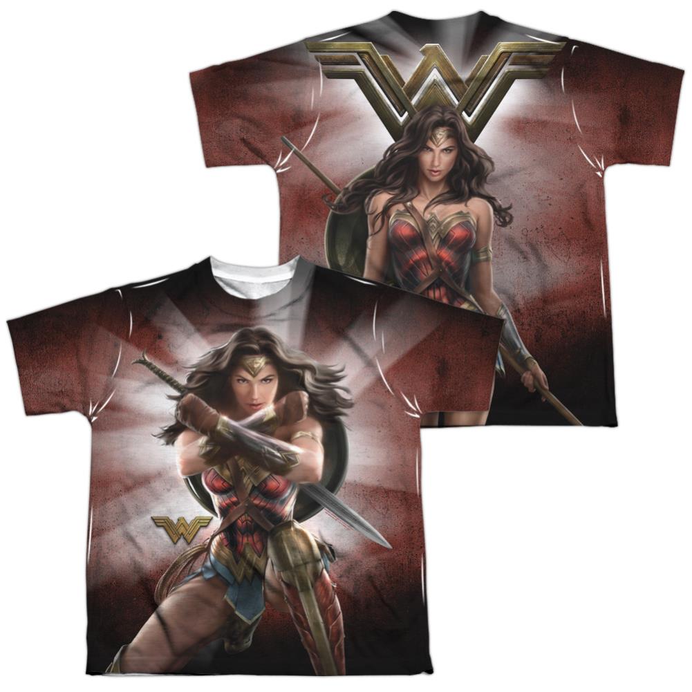 Wonder Woman Movie Protector Of Humanity (Front/Back Print) Youth Regular Fit Poly Short-Sleeve T-Shirt