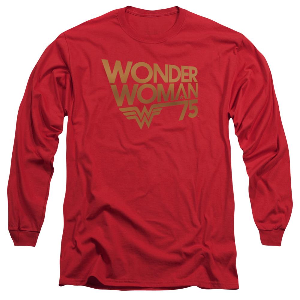 Wonder Woman Wonder Woman 75th Anniversary Gold Logo Men's 18/1 Cotton Long-Sleeve T-Shirt