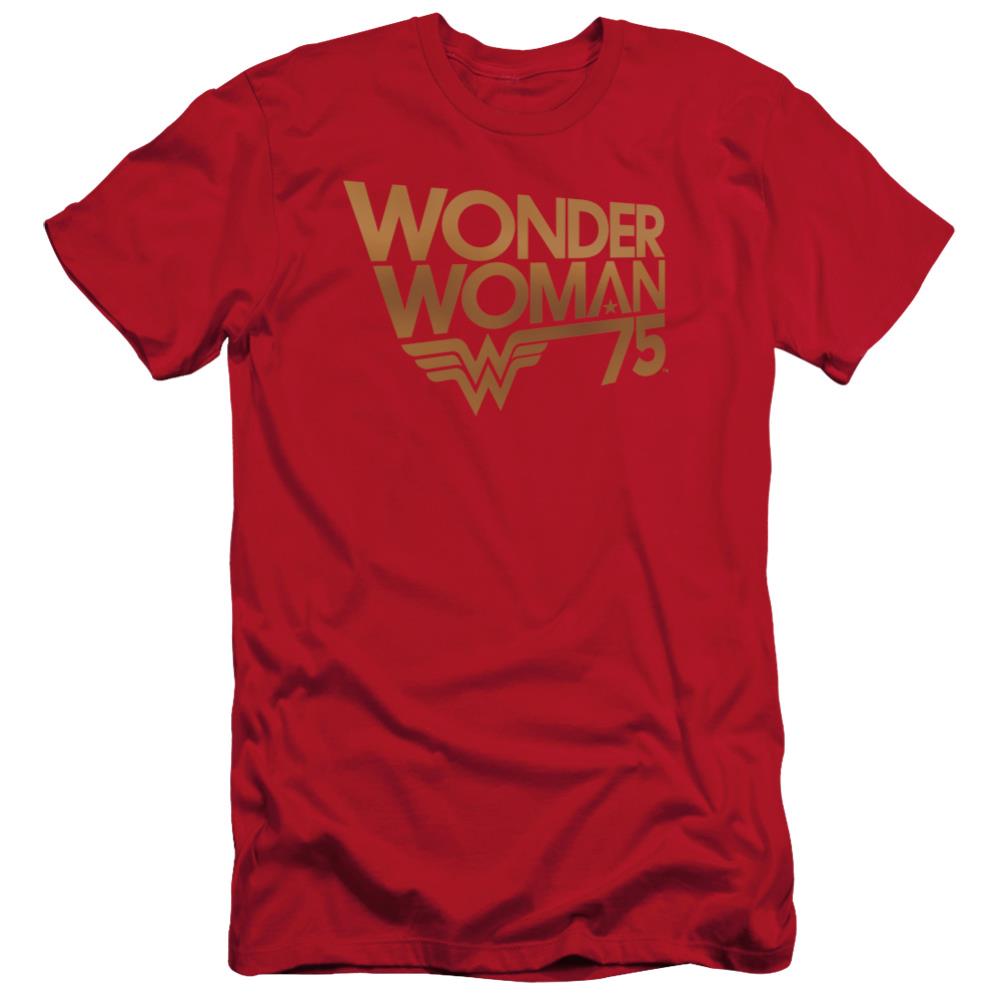 Wonder Woman Wonder Woman 75th Anniversary Gold Logo Men's Ultra-Soft 30/1 Cotton Slim Short-Sleeve T-Shirt