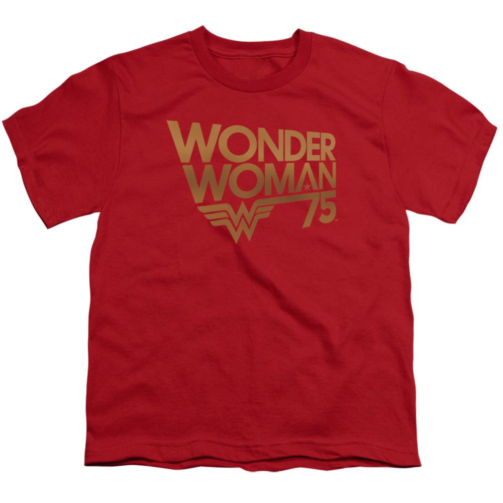 Wonder Woman Wonder Woman 75th Anniversary Gold Logo Youth 18/1 100% Cotton Short-Sleeve T-Shirt