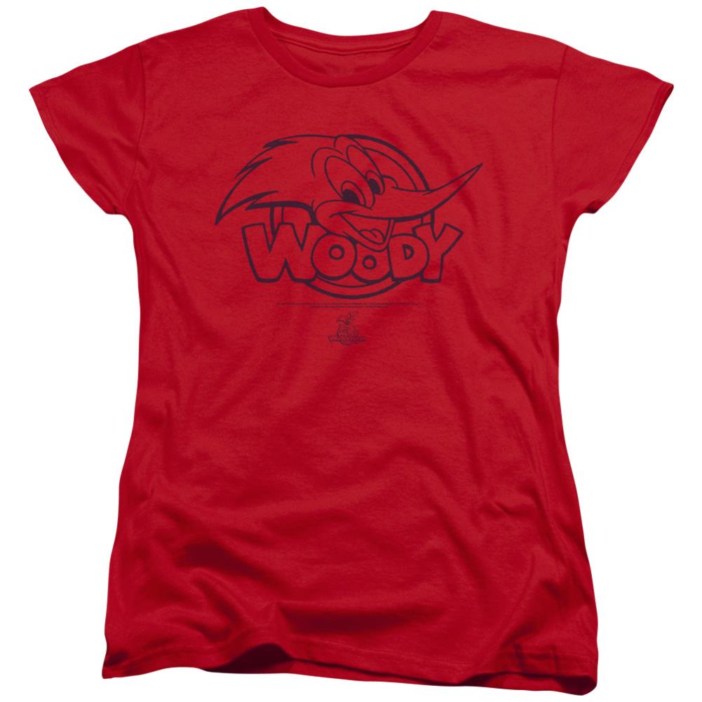 Woody Woodpecker Big Head Women's 18/1 Cotton Short-Sleeve T-Shirt