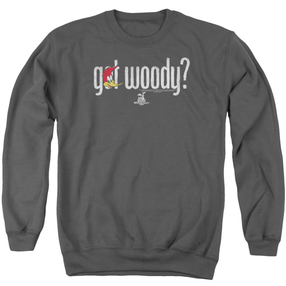Woody Woodpecker Got Woody Men's Crewneck 50 50 Poly Long-Sleeve T-Shirt