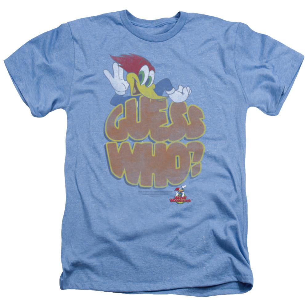 Woody Woodpecker Guess Who Men's 30/1 Heather 60 40 Poly Short-Sleeve T-Shirt