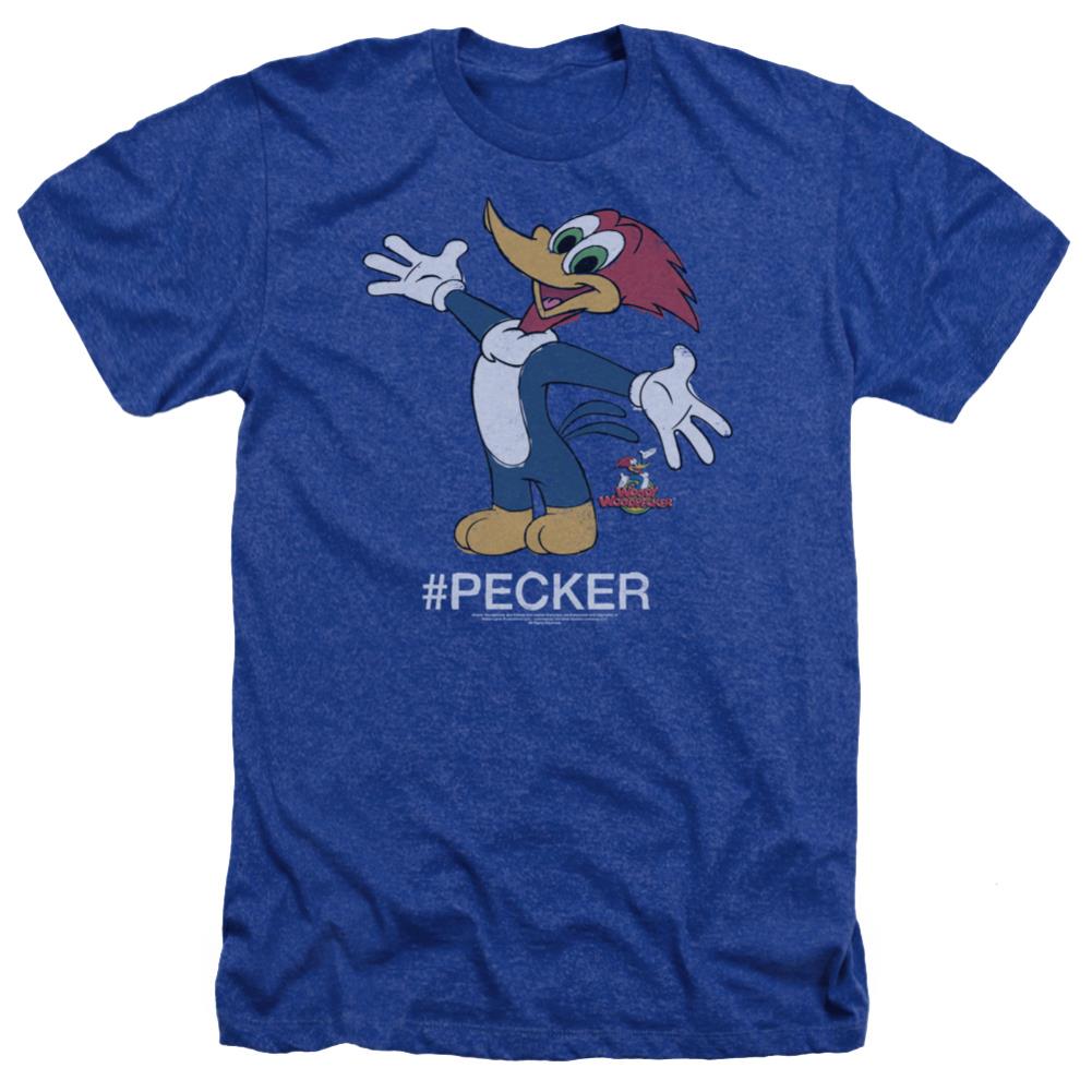 Woody Woodpecker Hashtag Woody Men's 30/1 Heather 60 40 Poly Short-Sleeve T-Shirt