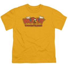 Woody Woodpecker In Logo Youth 18/1 100% Cotton Short-Sleeve T-Shirt