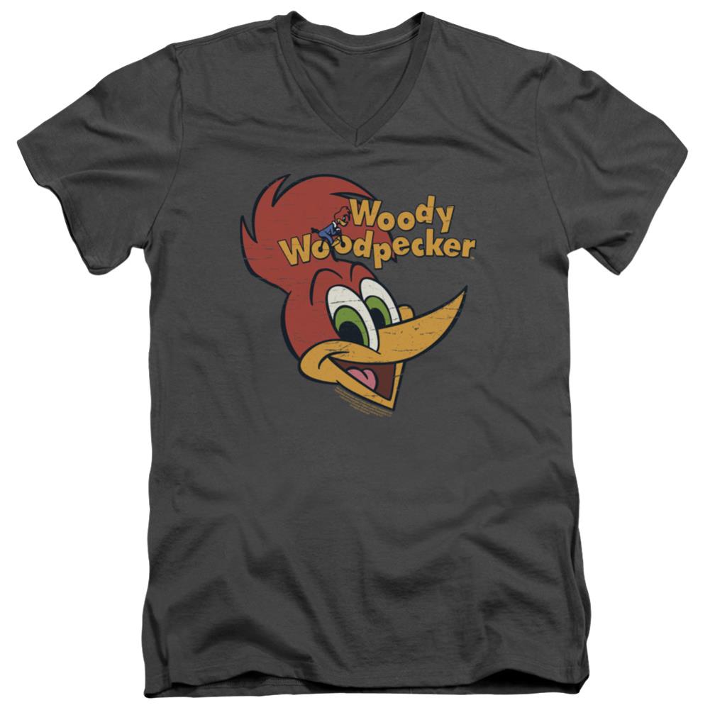 Woody Woodpecker Retro Logo Men's 30/1 Cotton Slim V-Neck T-Shirt