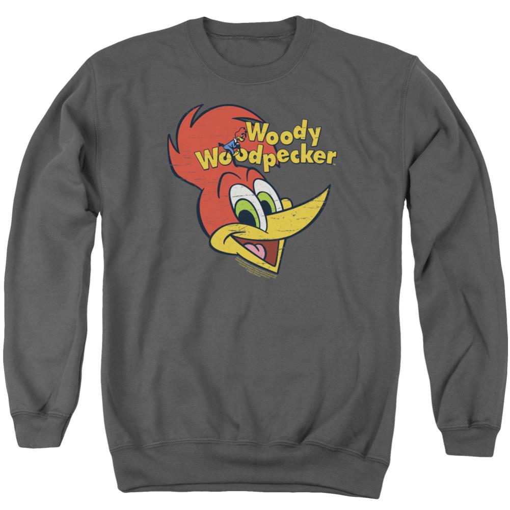 Woody Woodpecker Retro Logo Men's Crewneck 50 50 Poly Long-Sleeve T-Shirt