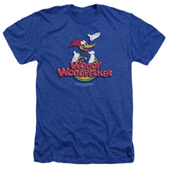 Woody Woodpecker Woody Men's 30/1 Heather 60 40 Poly Short-Sleeve T-Shirt