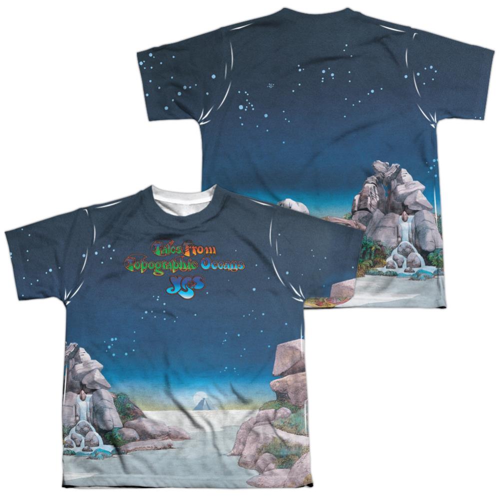 Yes Topographic Oceans (Front/Back Print) Youth Regular Fit Poly Short-Sleeve T-Shirt